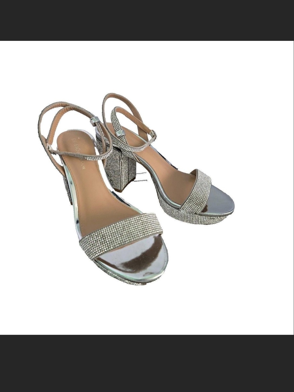 BCBG Generation Women's  Silver  Block Heel Sandals 8.5